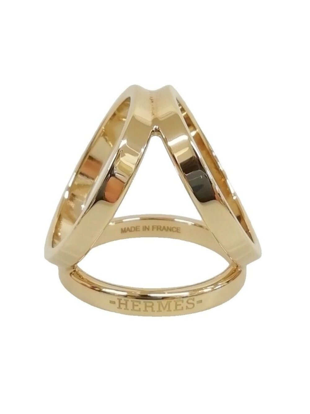 Hermes Trio Scarf Ring Closure Gold Colored